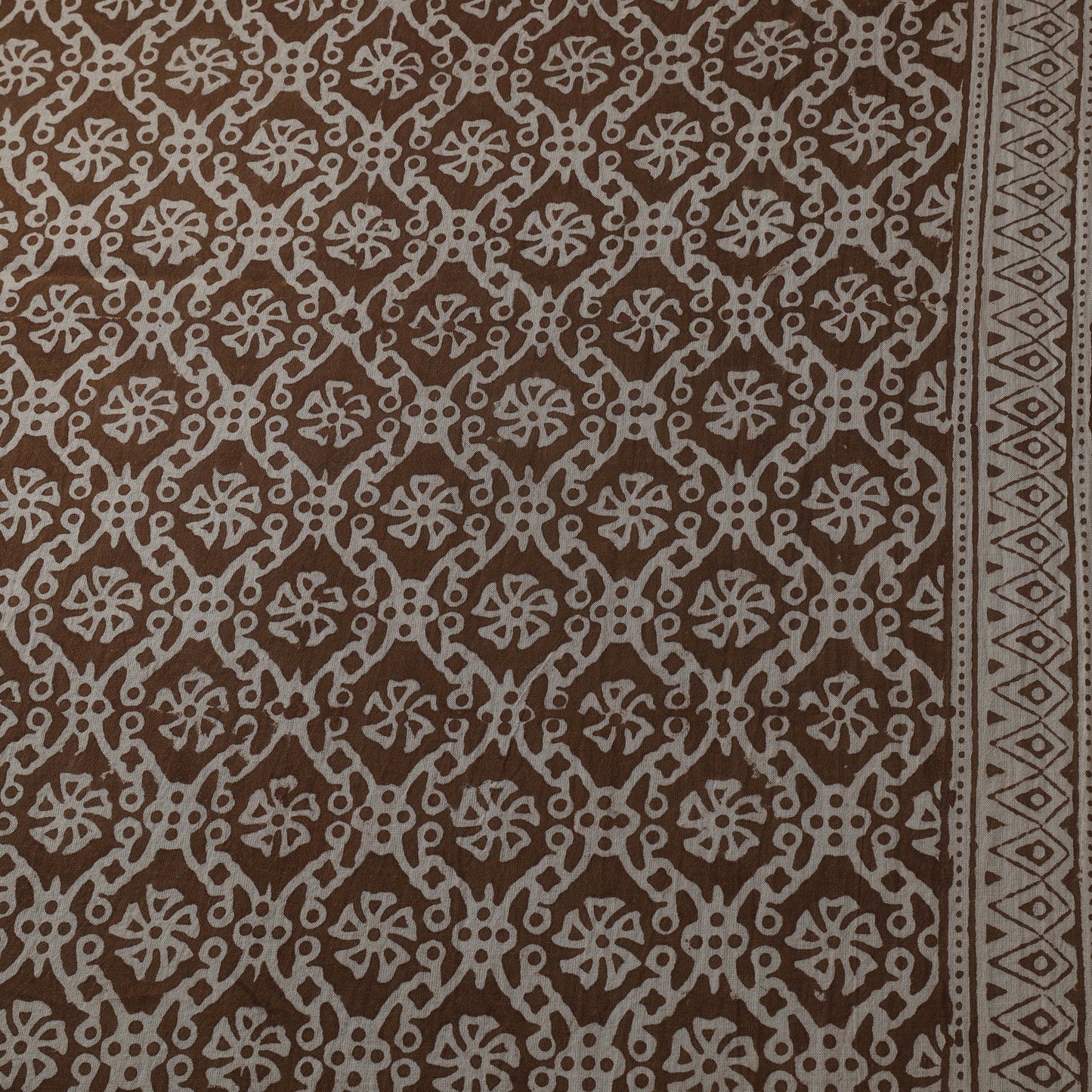 Brown - Bagh Hand Block Print Natural Dyed Cotton Fabric 09