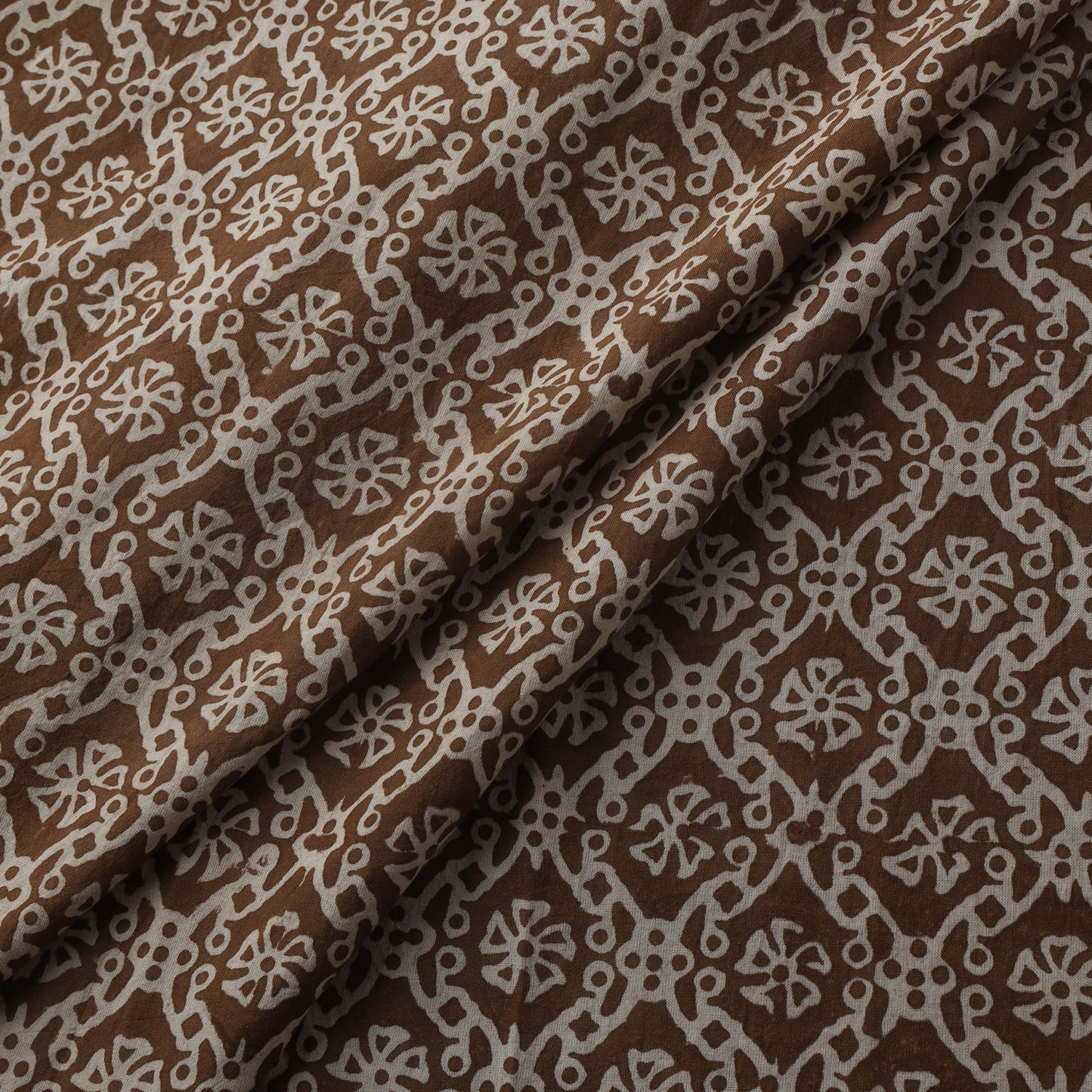 Brown - Bagh Hand Block Print Natural Dyed Cotton Fabric 09