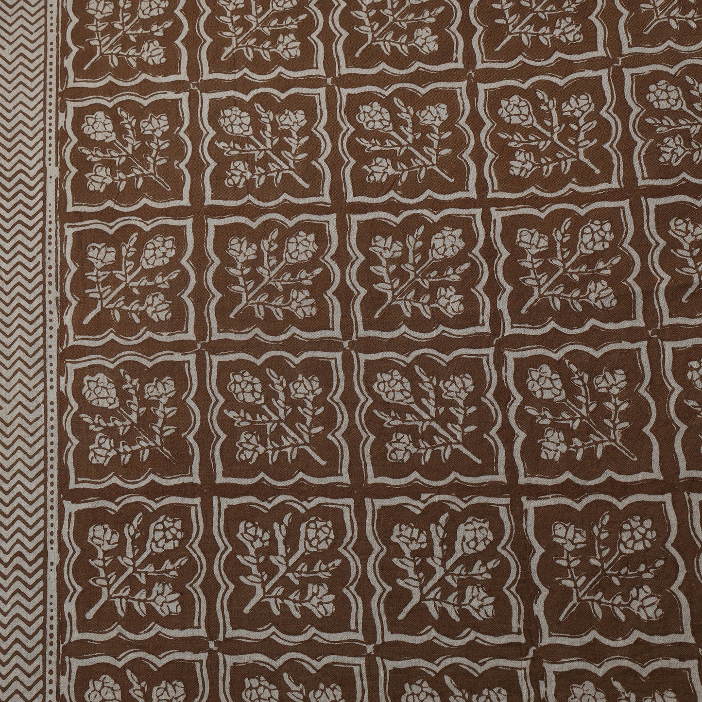 Brown - Bagh Hand Block Print Natural Dyed Cotton Fabric 10