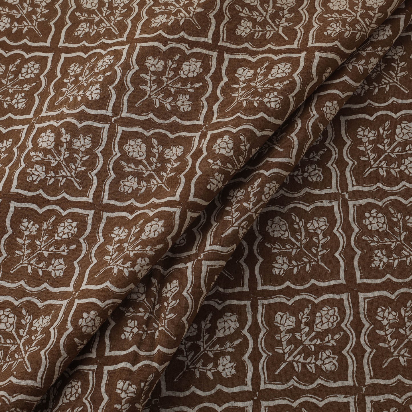 Brown - Bagh Hand Block Print Natural Dyed Cotton Fabric 10