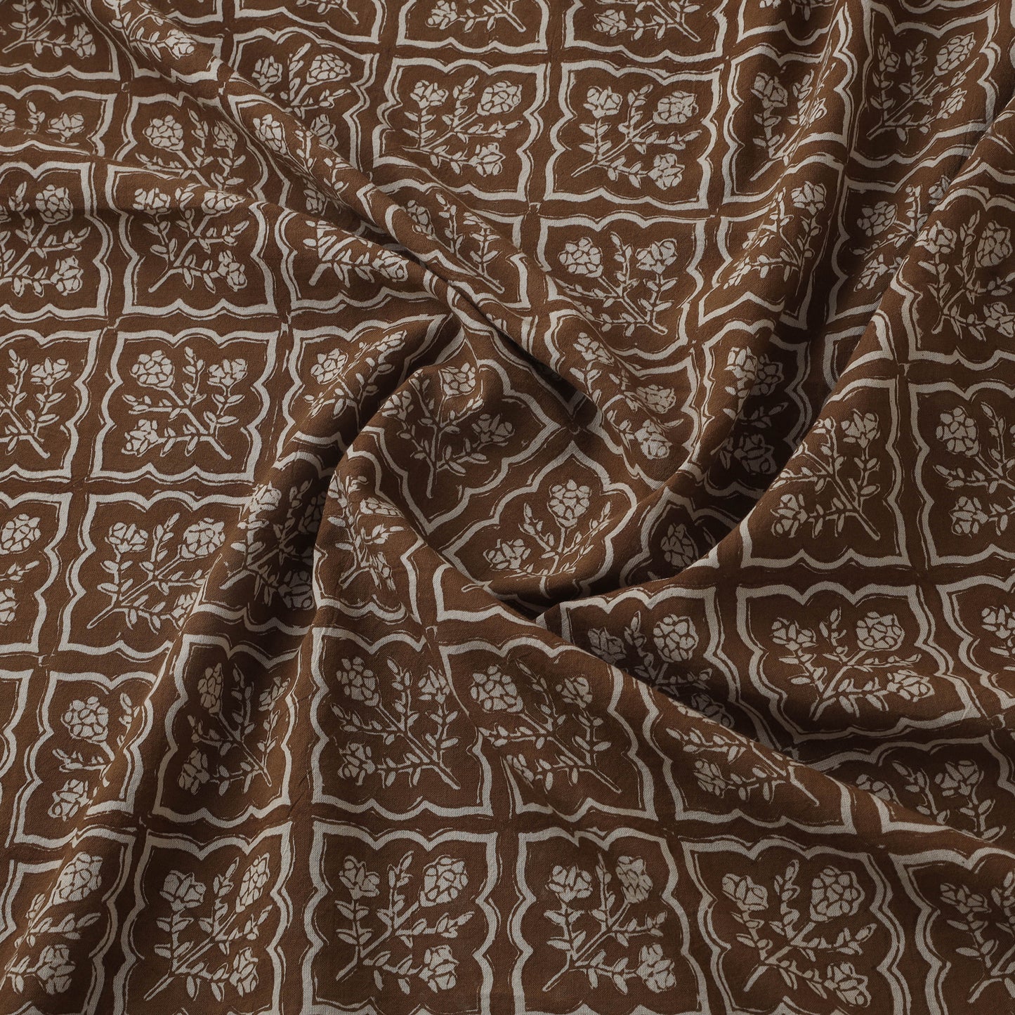 Brown - Bagh Hand Block Print Natural Dyed Cotton Fabric 10