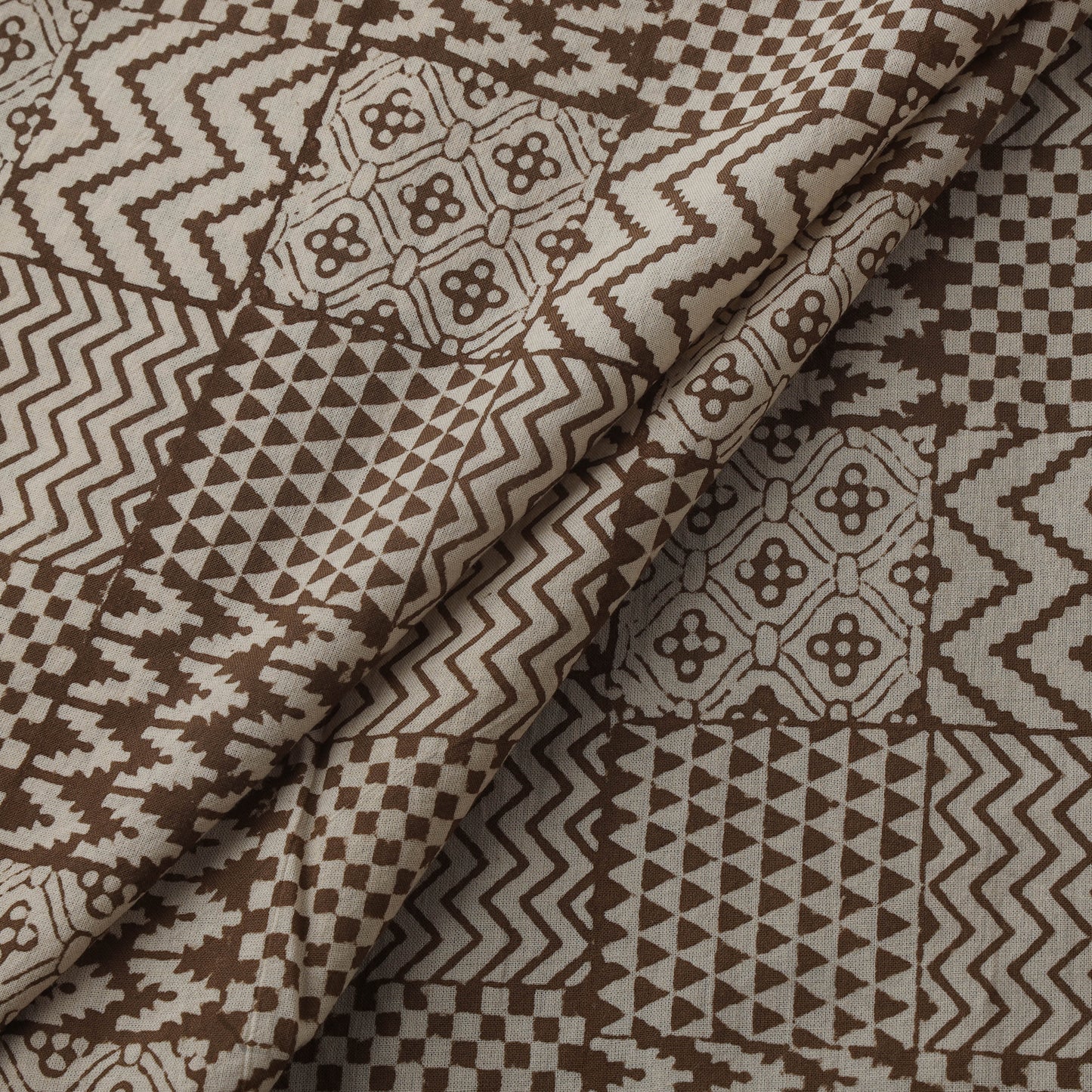 Brown - Bagh Hand Block Print Natural Dyed Cotton Fabric 11