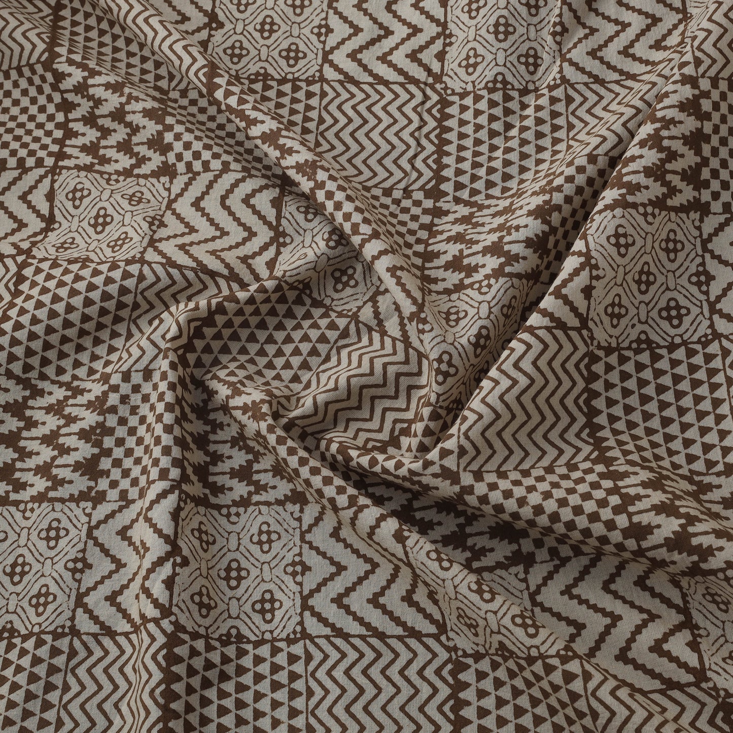 Brown - Bagh Hand Block Print Natural Dyed Cotton Fabric 11