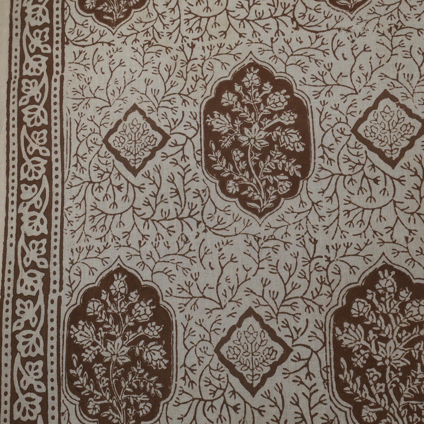 Beige - Bagh Hand Block Print Natural Dyed Cotton Fabric 13