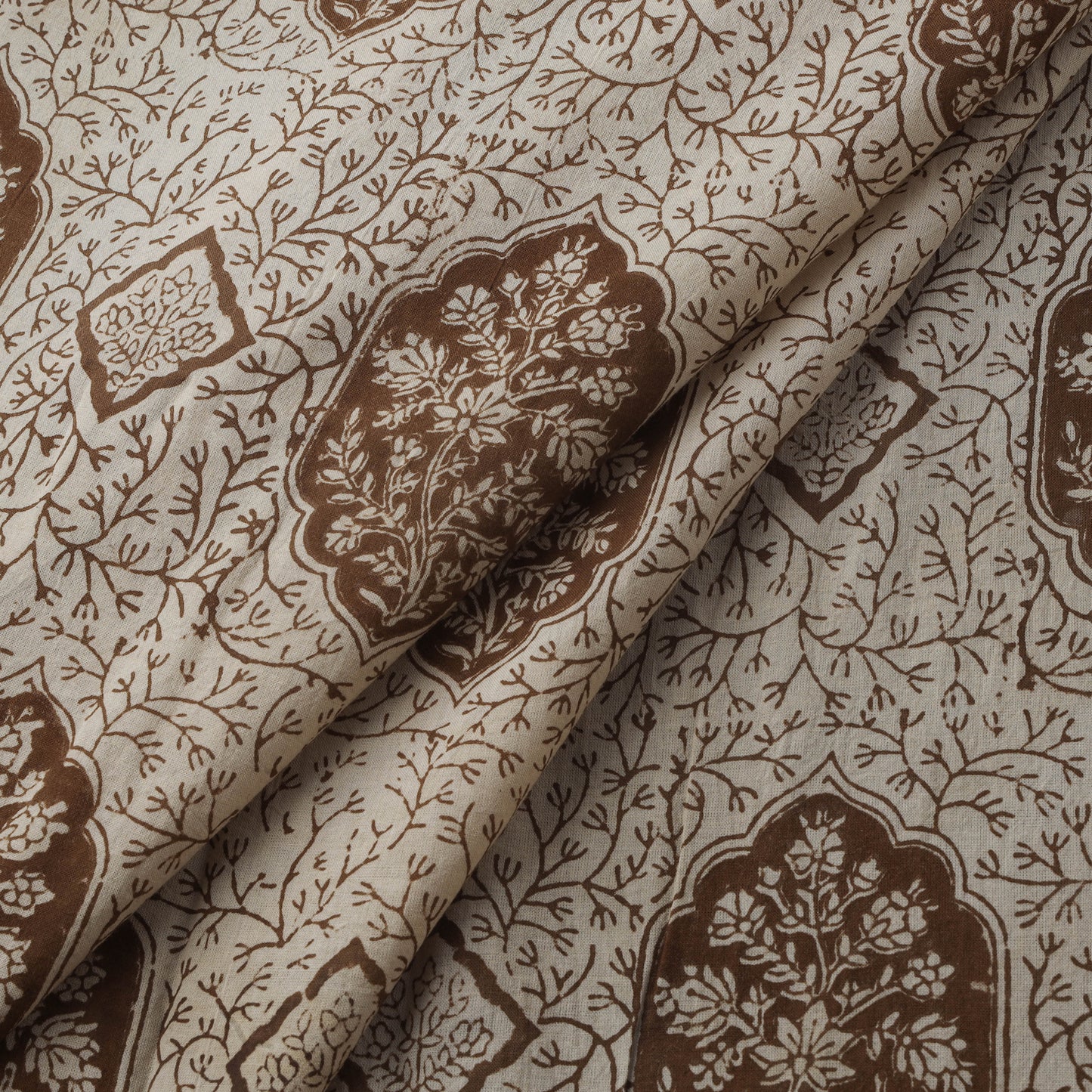 Beige - Bagh Hand Block Print Natural Dyed Cotton Fabric 13