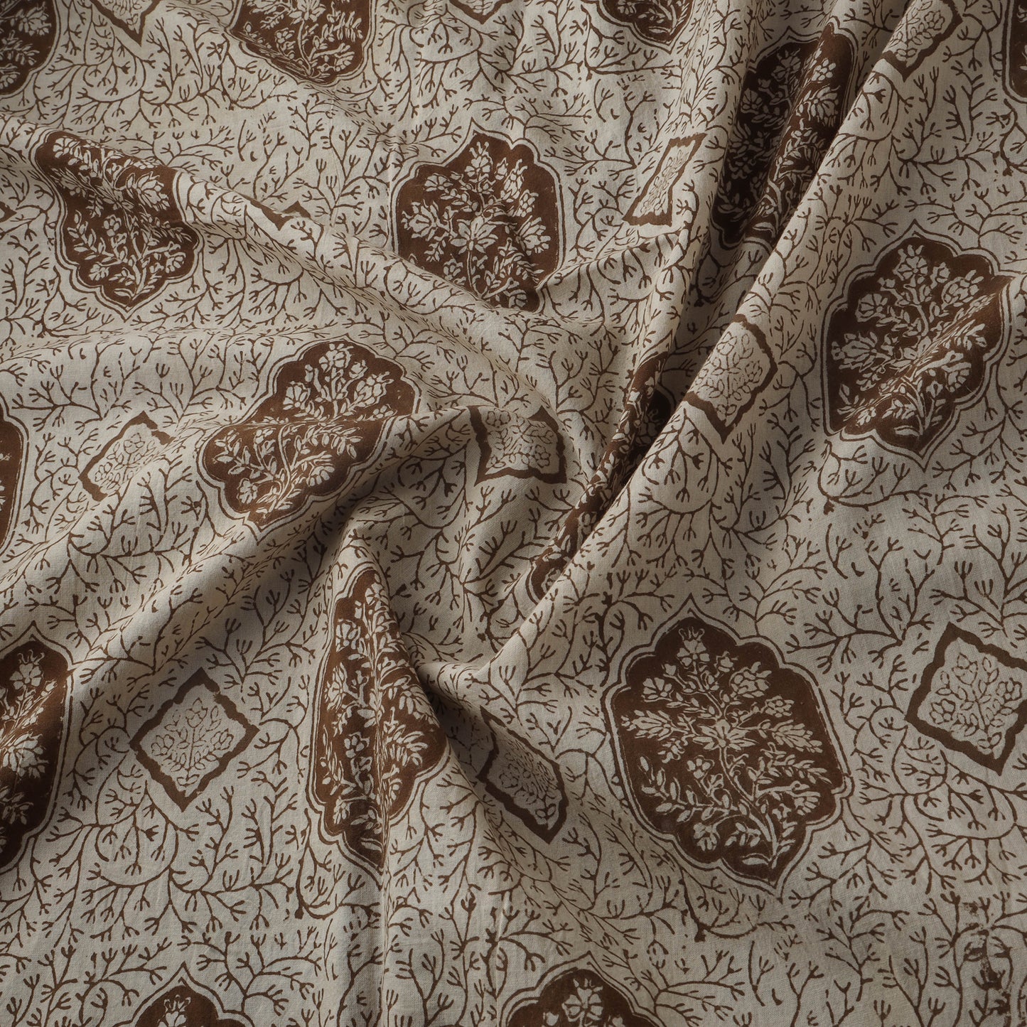 Beige - Bagh Hand Block Print Natural Dyed Cotton Fabric 13