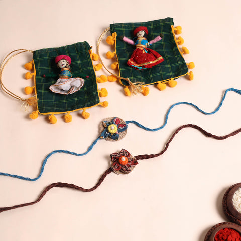  Handmade Fabric Flower Rakhi (Set of 2)