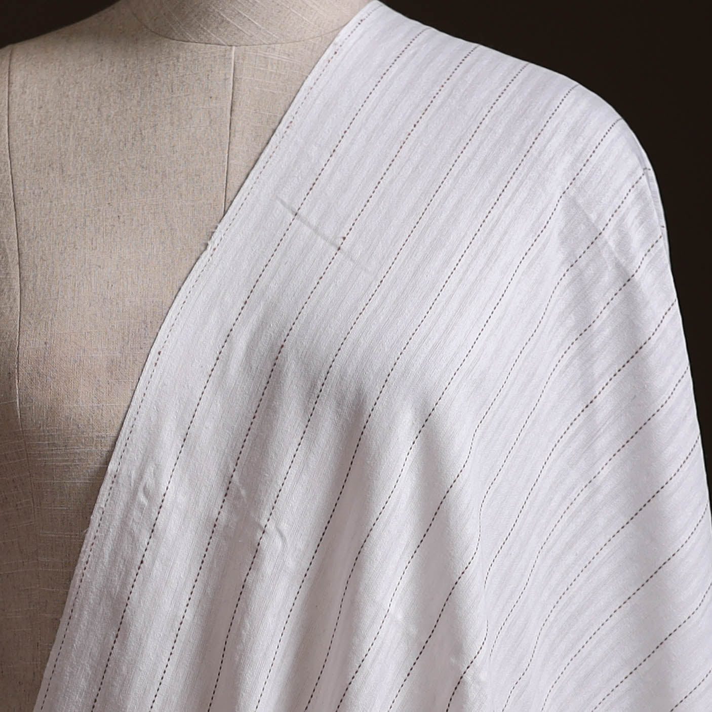 White - Prewashed Fine Cotton Handloom Plain Fabric 03