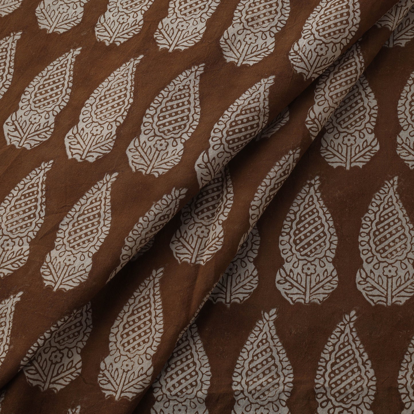 Brown - Bagh Hand Block Print Natural Dyed Cotton Fabric 16