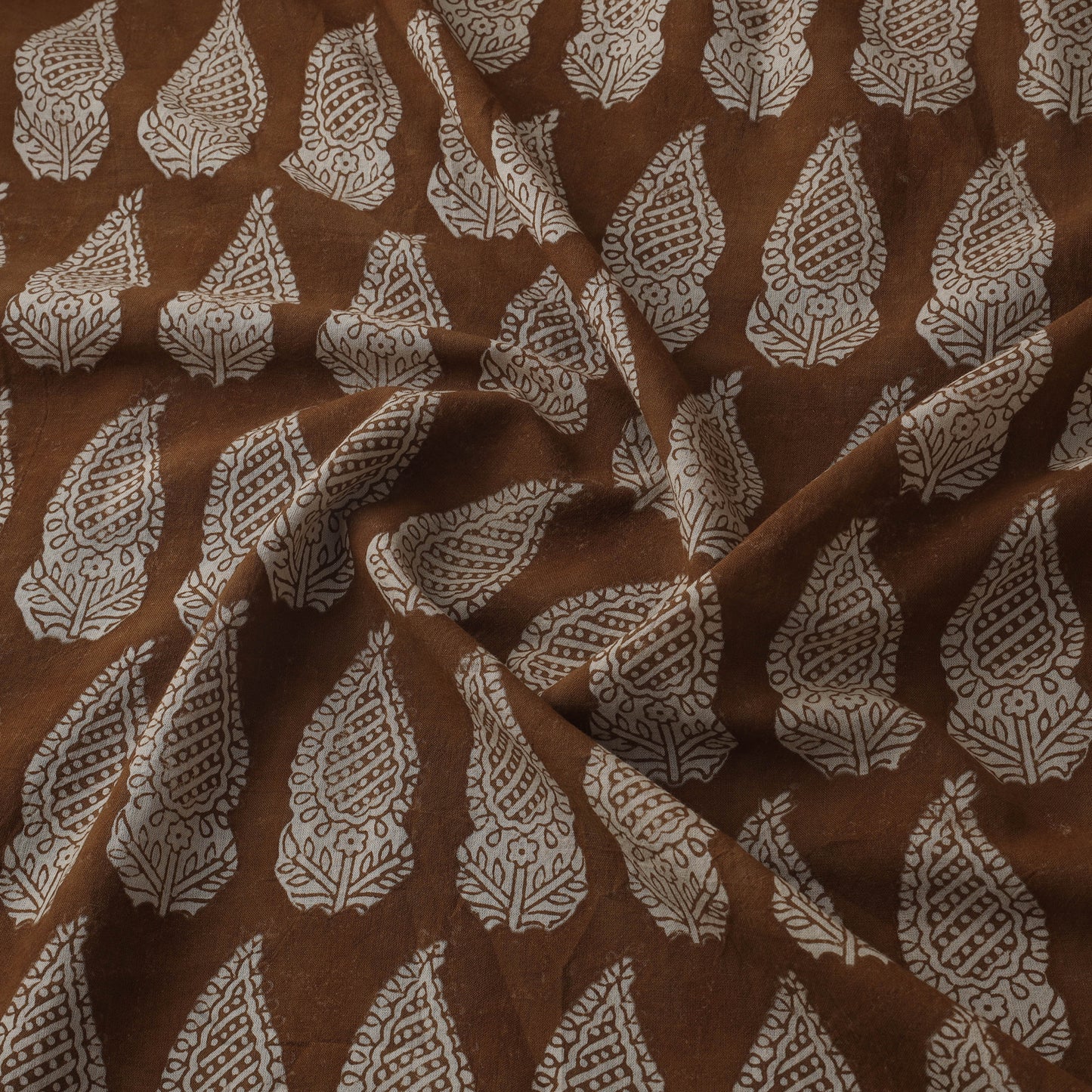 Brown - Bagh Hand Block Print Natural Dyed Cotton Fabric 16