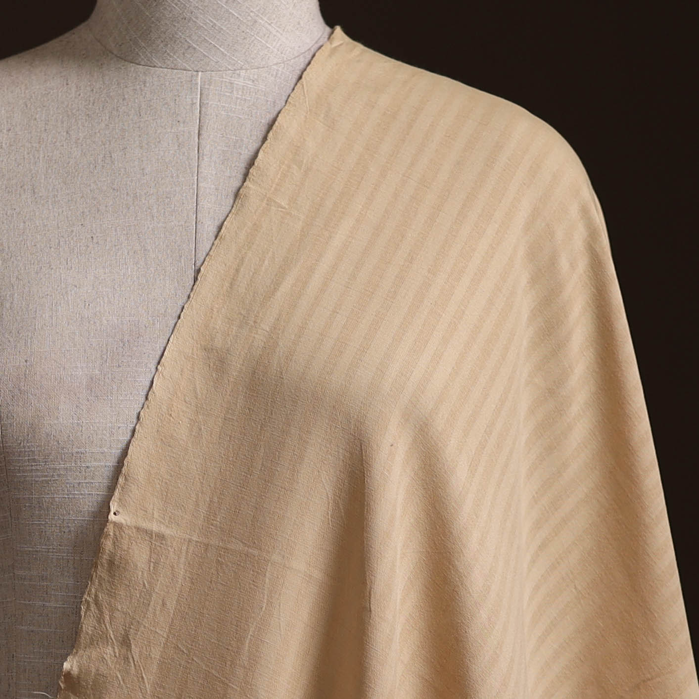 Beige - Prewashed Fine Cotton Handloom Plain Fabric 06