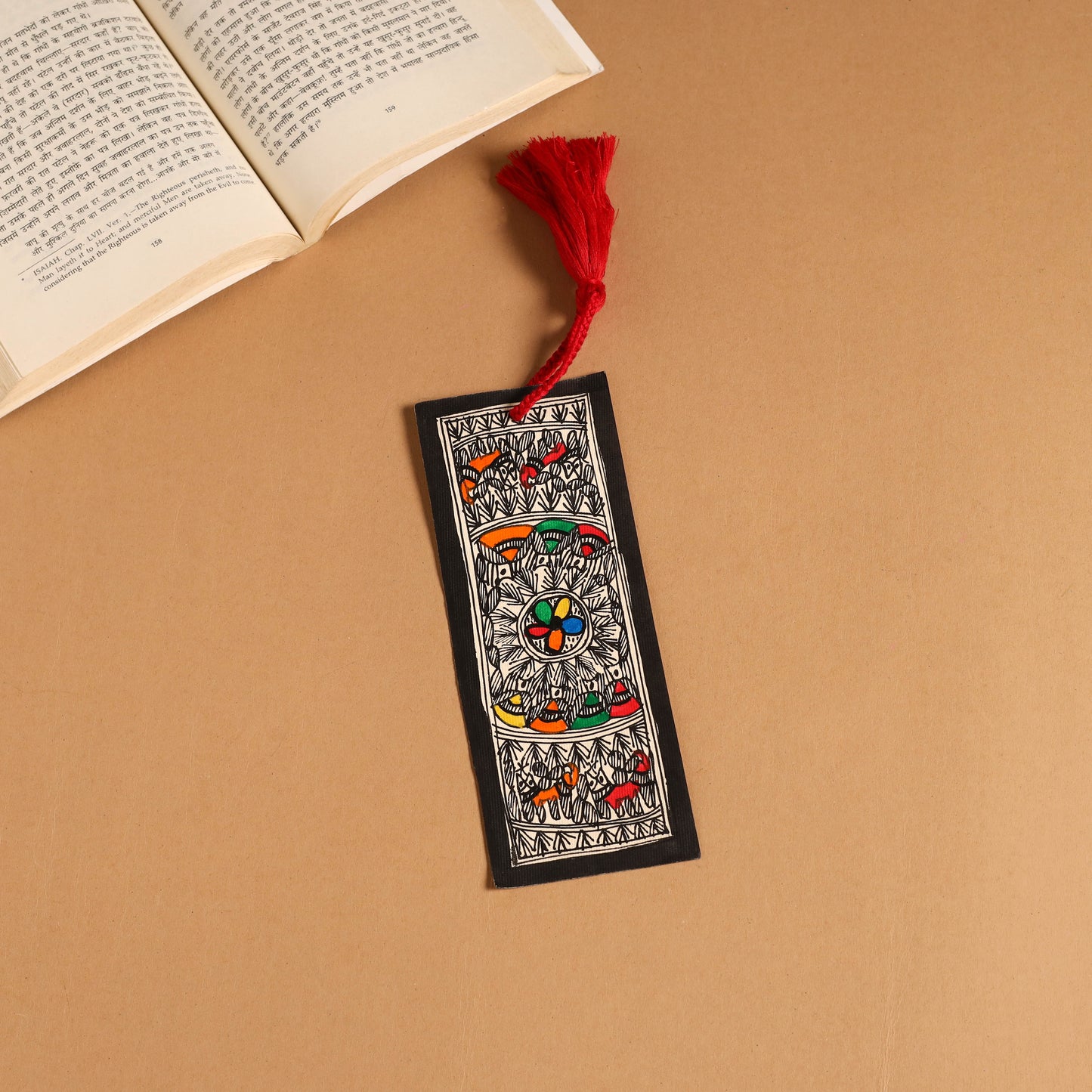 Madhubani handpainted bookmark with tassel 15 - handcrafted