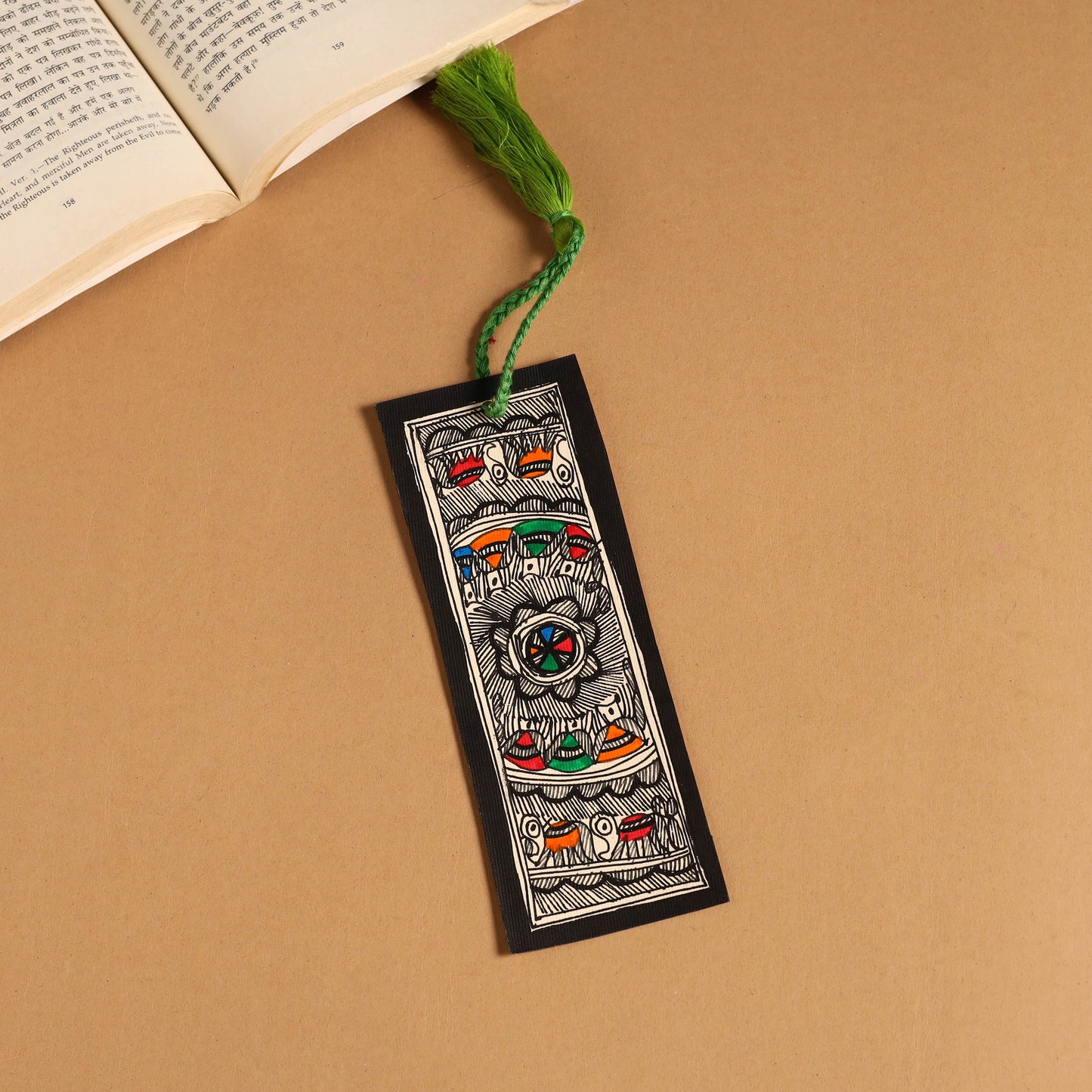 Madhubani handpainted bookmark with tassel 19 - handcrafted