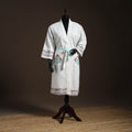 White - Sanganeri Block Print Waffle Weave Handwoven Bath Robe 13