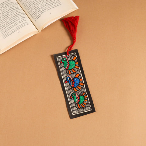 Madhubani handpainted bookmark with tassel 25 - handcrafted