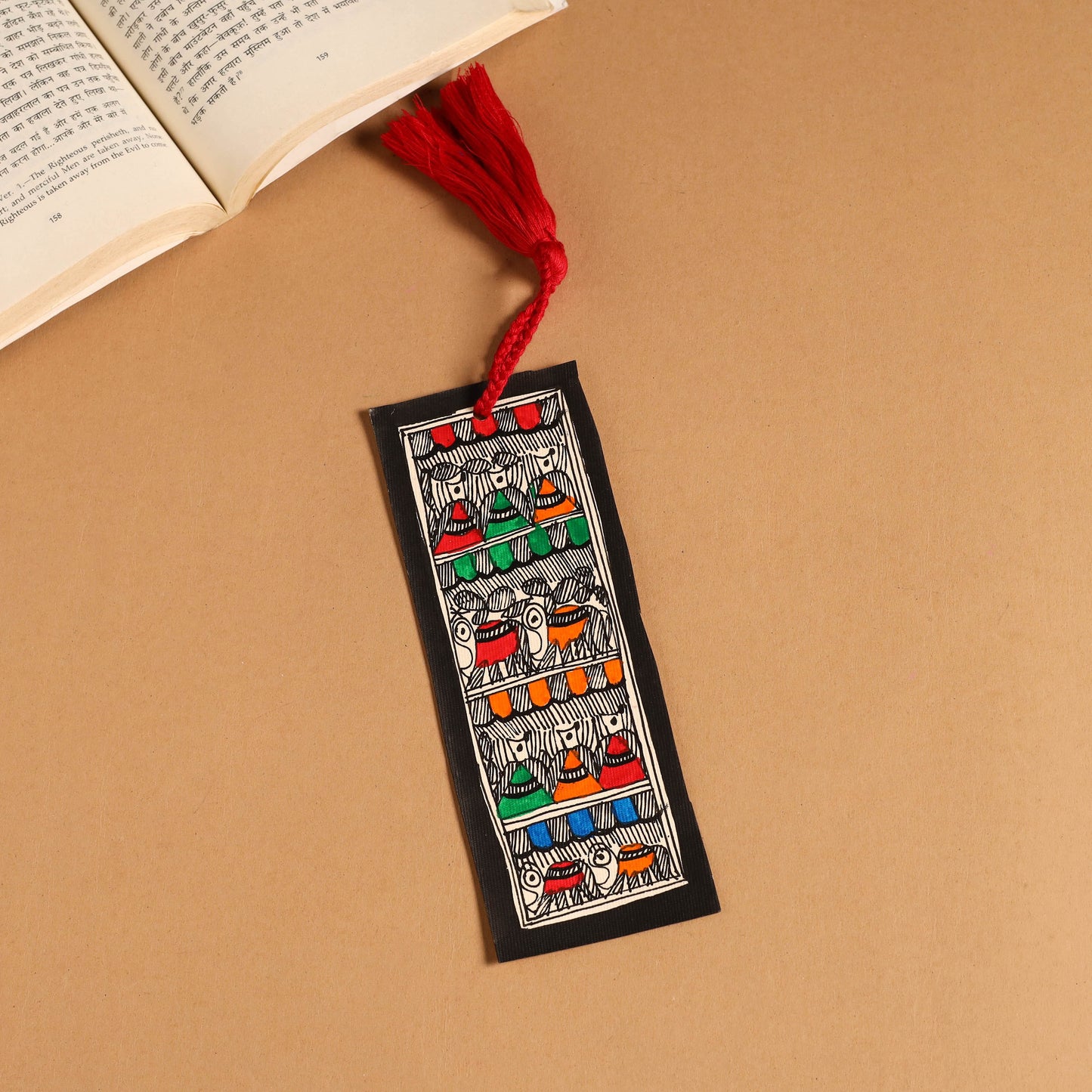 Madhubani handpainted bookmark with tassel 26 - handcrafted