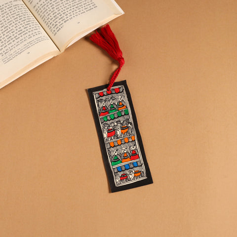 Madhubani handpainted bookmark with tassel 26 - handcrafted