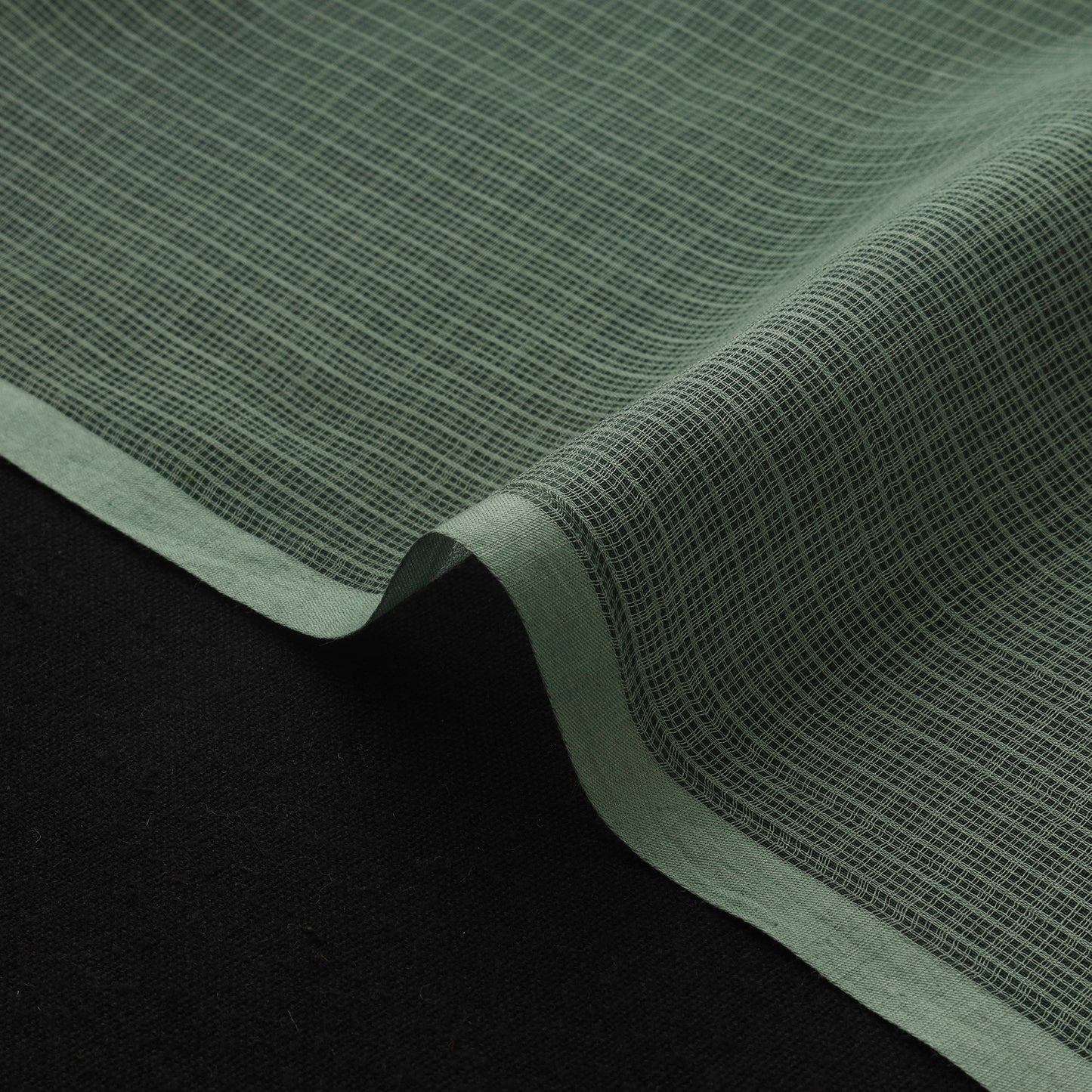 Green - Plain Kota Doria Cotton Fabric 01