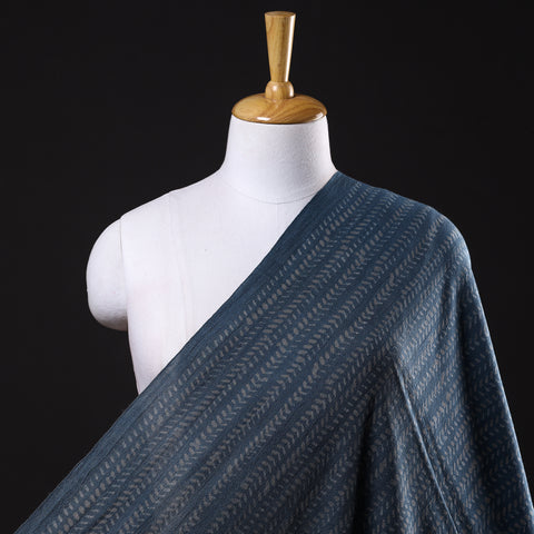 Blue - Pure Wool Handloom Special Akola Hand Block Printed Fabric