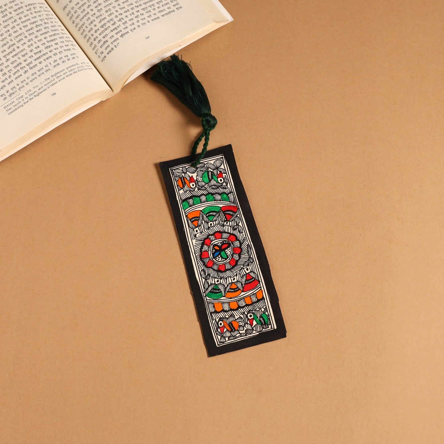 Madhubani handpainted bookmark with tassel 31 - handcrafted