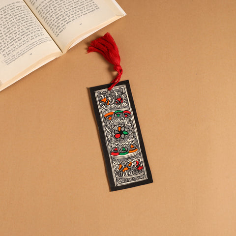 Madhubani handpainted bookmark with tassel 34 - handcrafted