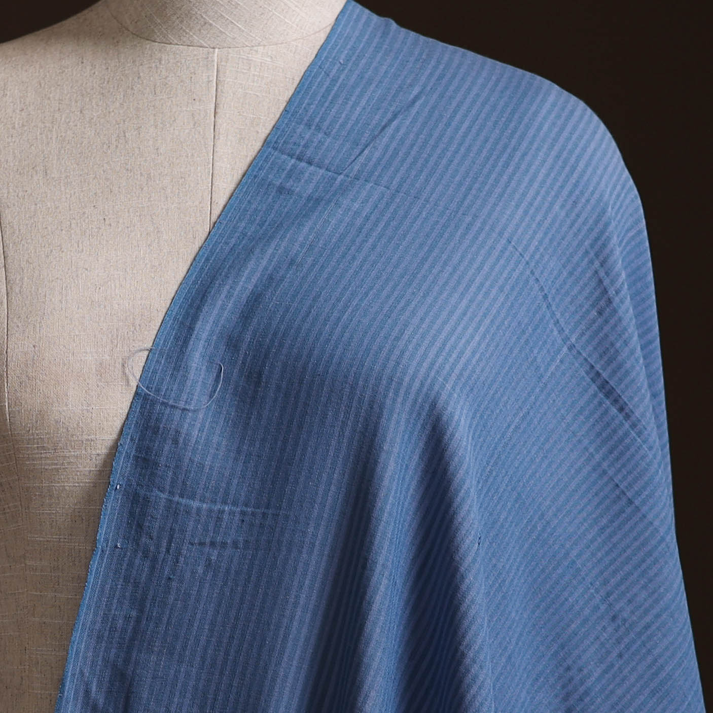 Blue - Prewashed Fine Cotton Handloom Plain Fabric 16