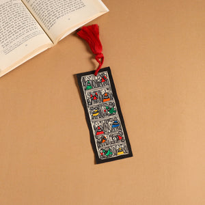Madhubani handpainted bookmark with tassel 45 - handcrafted
