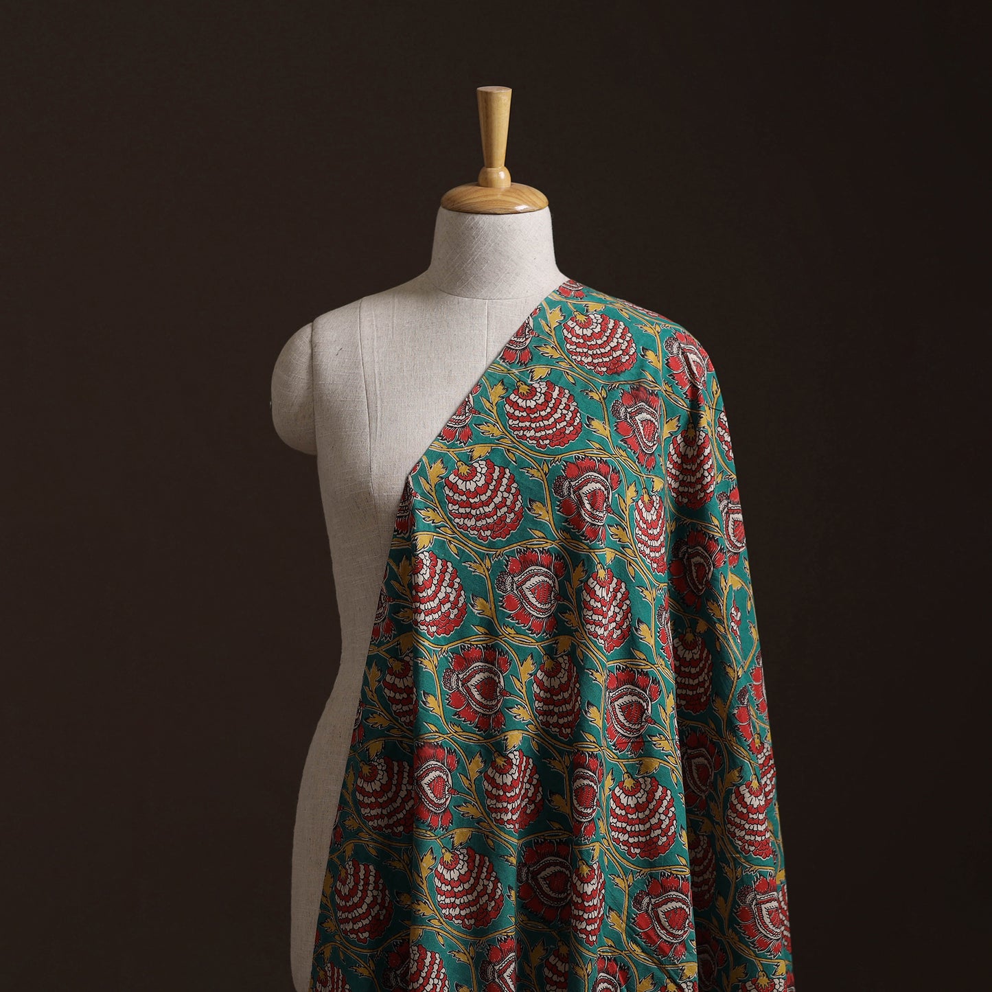 Green - Kalamkari Printed Cotton Fabric 50