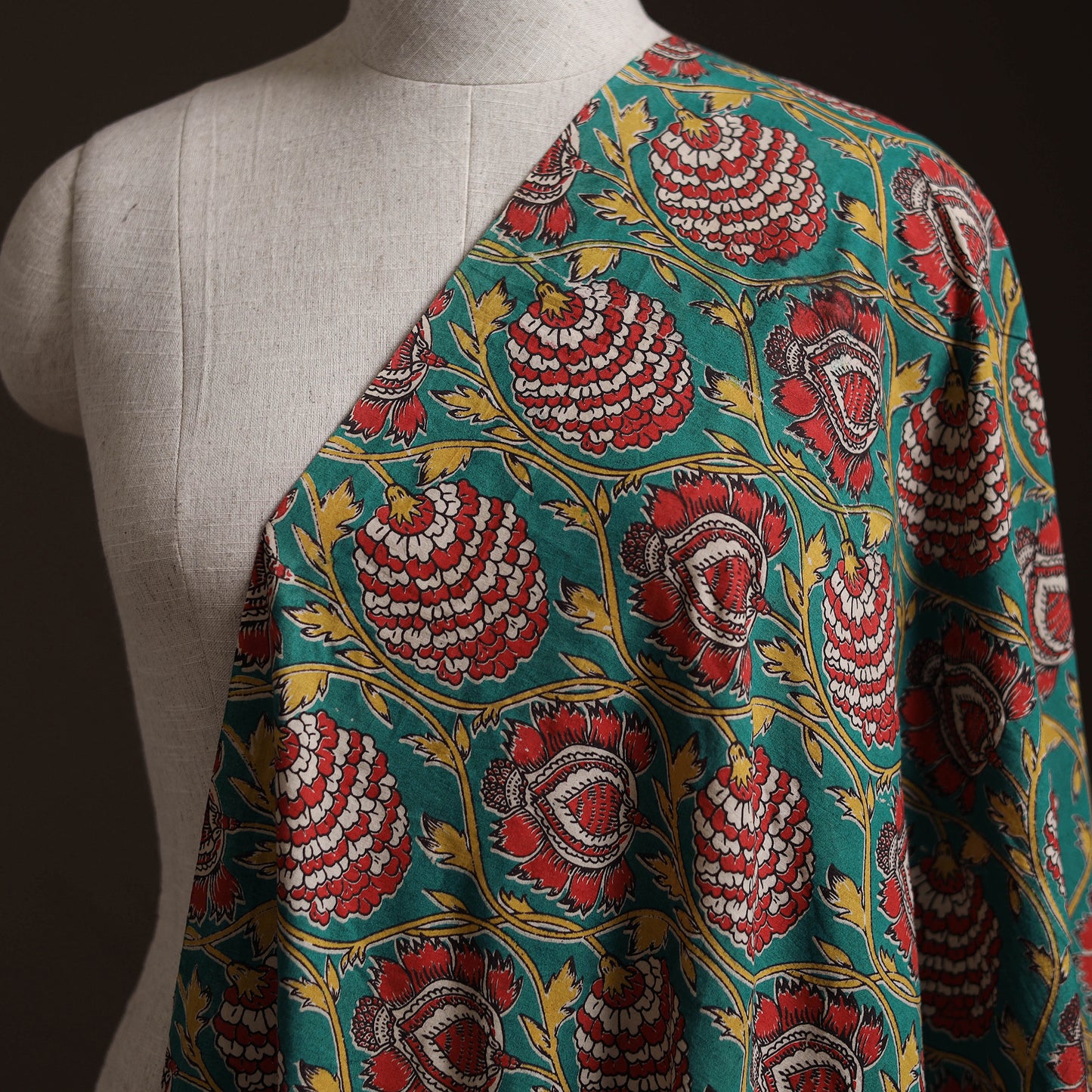 Green - Kalamkari Printed Cotton Fabric 50