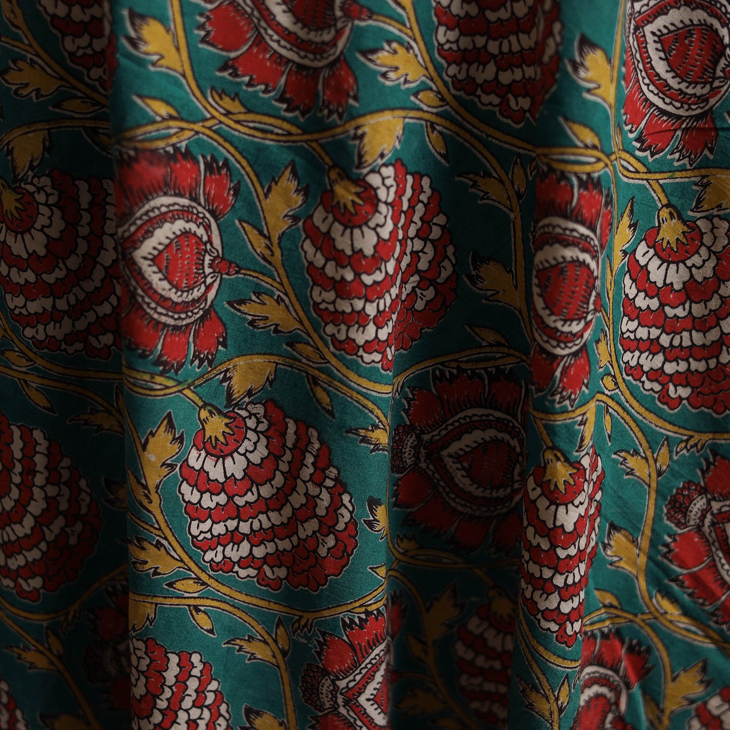 Green - Kalamkari Printed Cotton Fabric 50