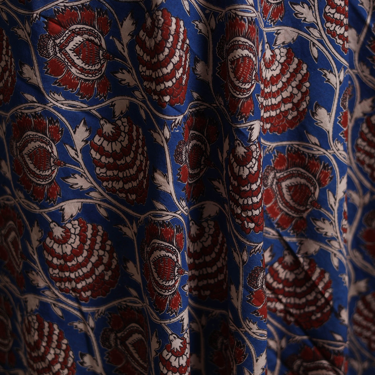 Blue - Kalamkari Printed Cotton Fabric 49