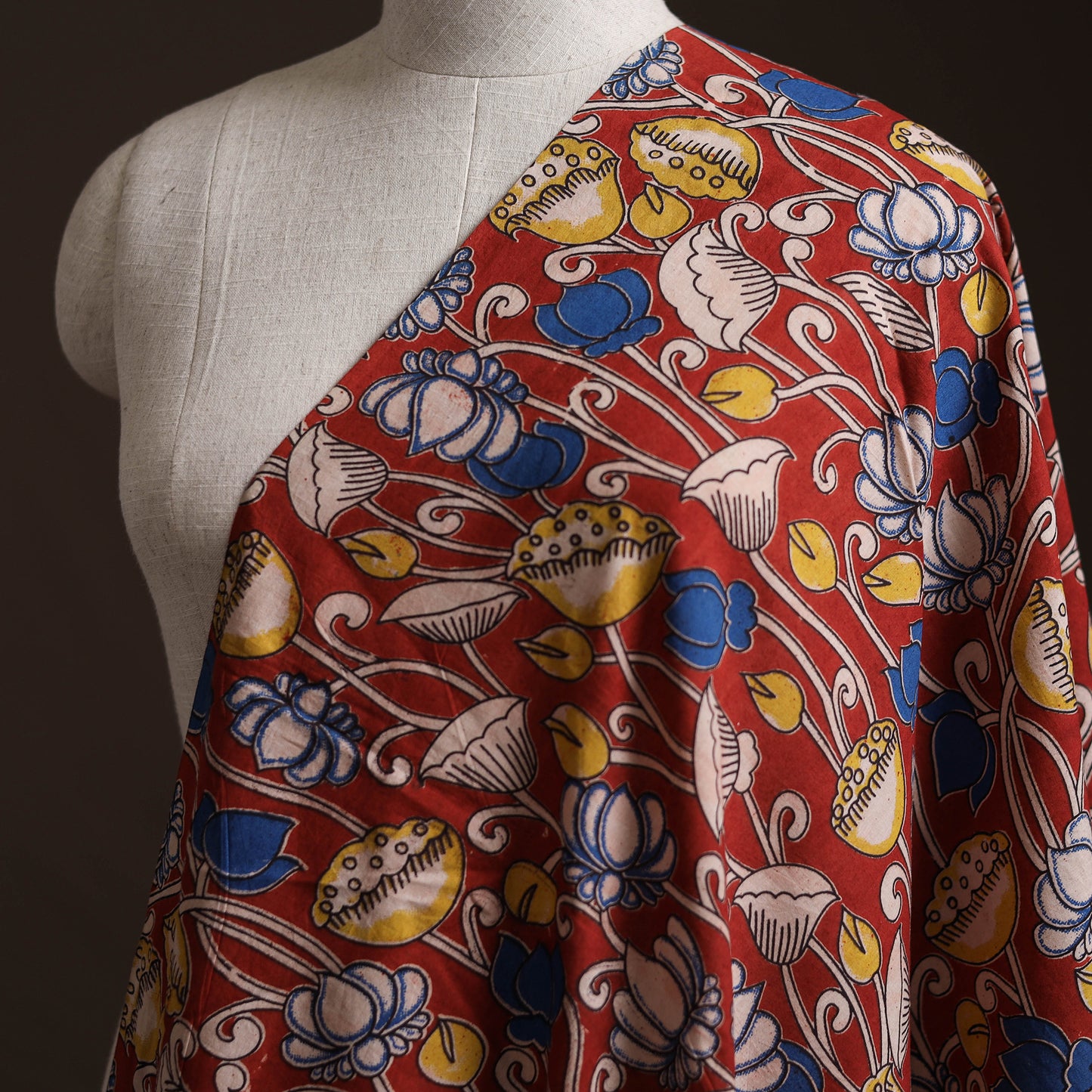 Red - Kalamkari Printed Cotton Fabric 48