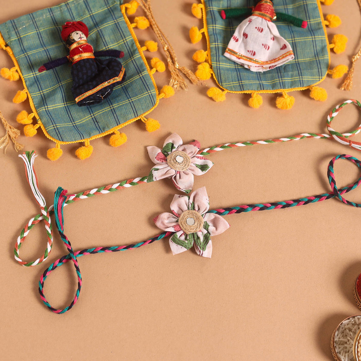 Buy Handmade Fabric Flower Jute Rakhi (Set of 2) – iTokri आई.टोकरी