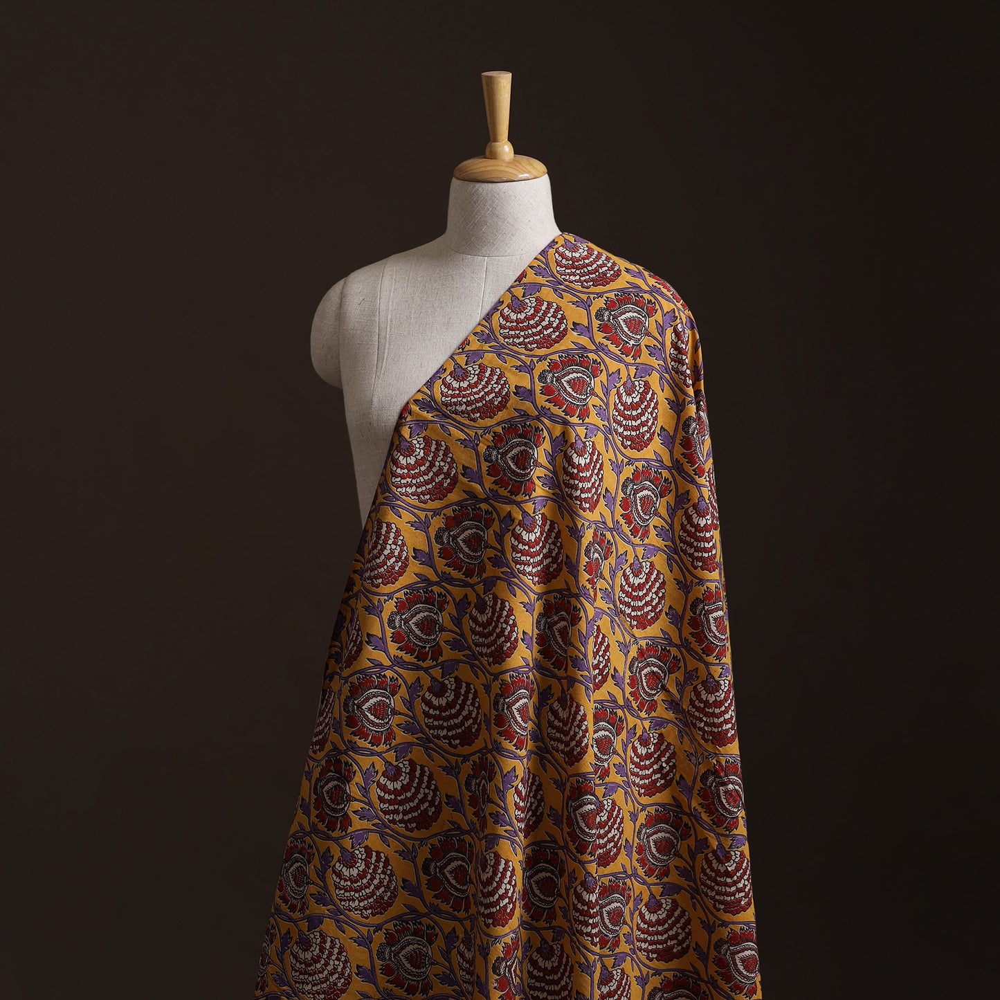Yellow - Kalamkari Printed Cotton Fabric 47