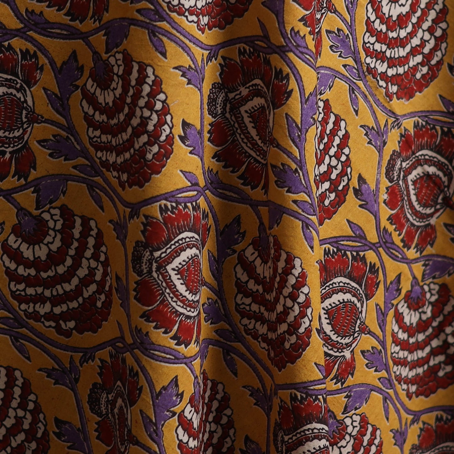 Yellow - Kalamkari Printed Cotton Fabric 47