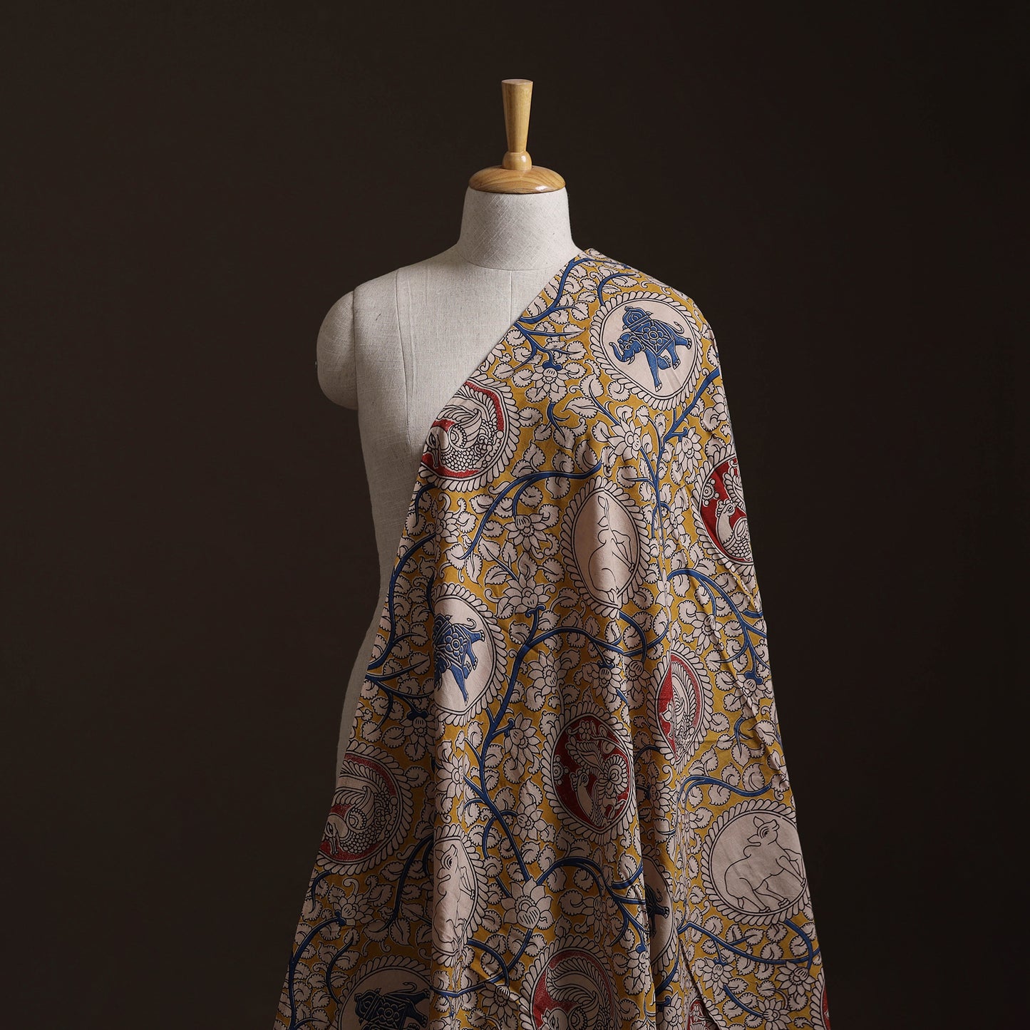 Yellow - Kalamkari Printed Cotton Fabric 46