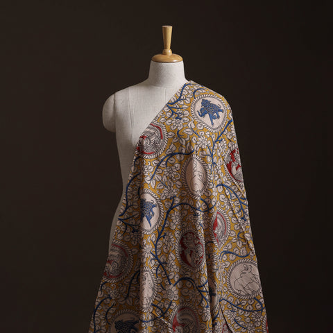 Yellow - Kalamkari Printed Cotton Fabric 46
