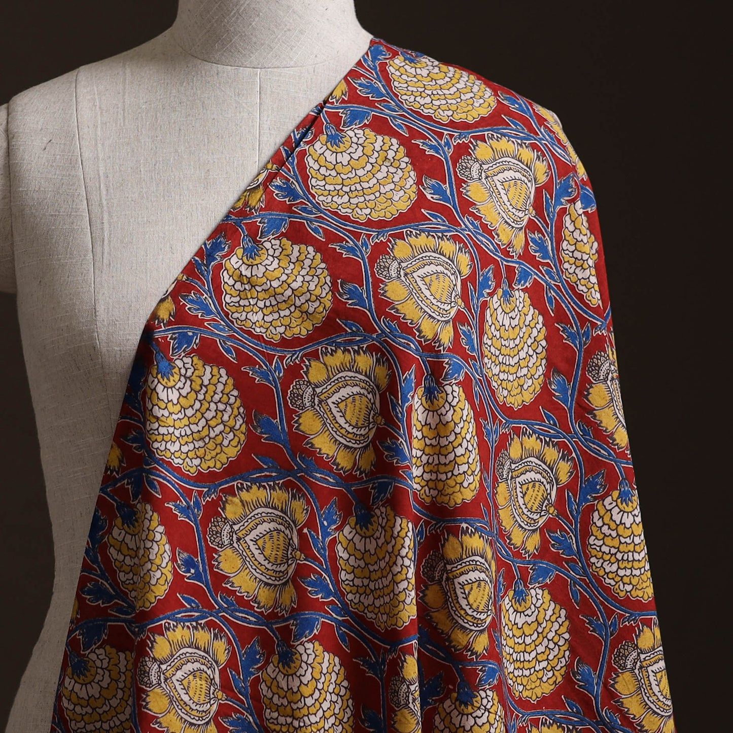 Red - Kalamkari Printed Cotton Fabric 45