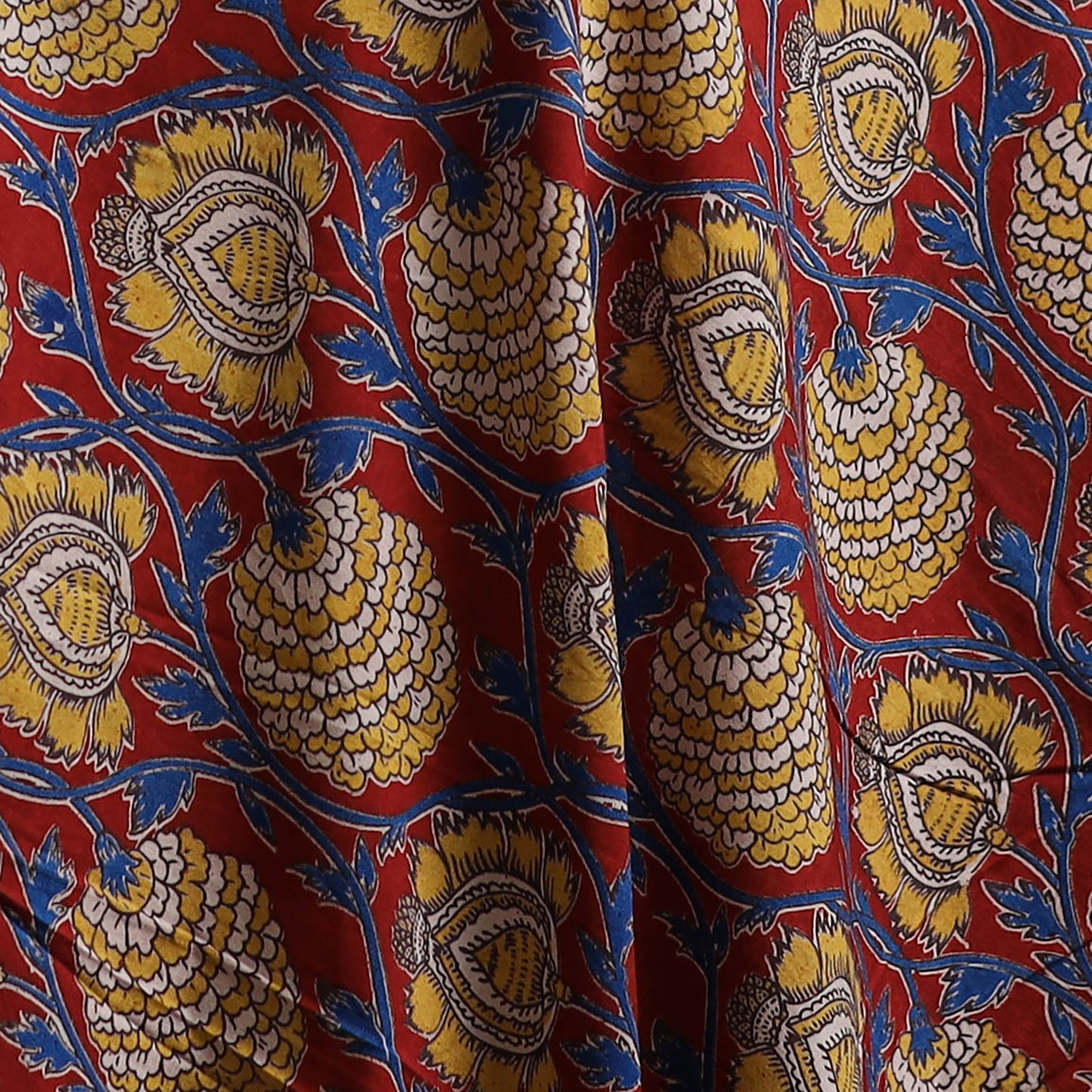 Red - Kalamkari Printed Cotton Fabric 45