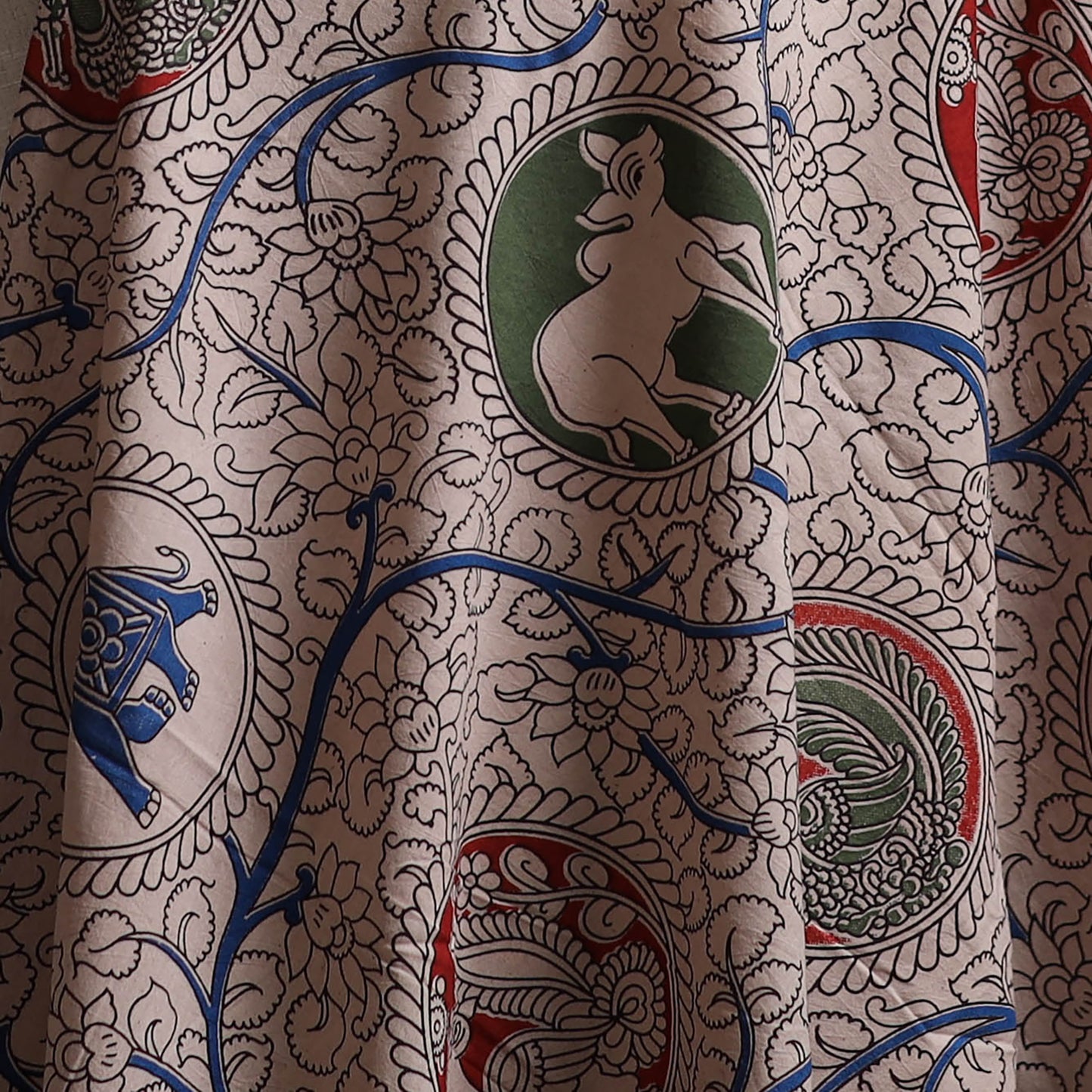 Beige - Kalamkari Printed Cotton Fabric 44