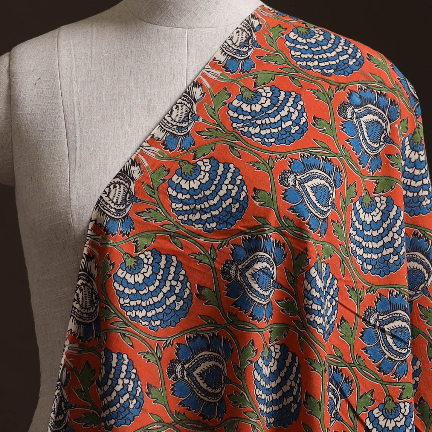 Orange - Kalamkari Printed Cotton Fabric 43