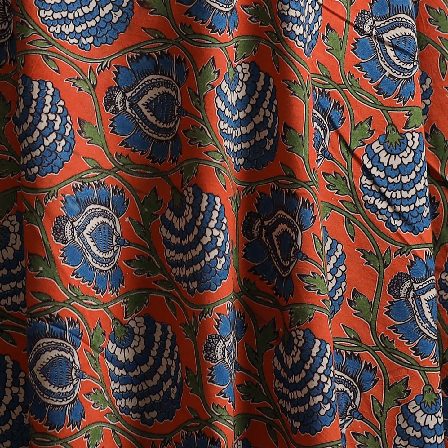 Orange - Kalamkari Printed Cotton Fabric 43