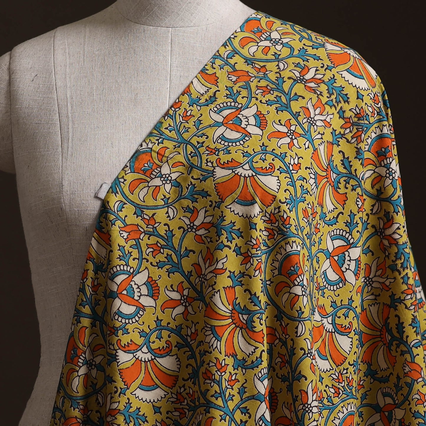 Yellow - Kalamkari Printed Cotton Fabric 42