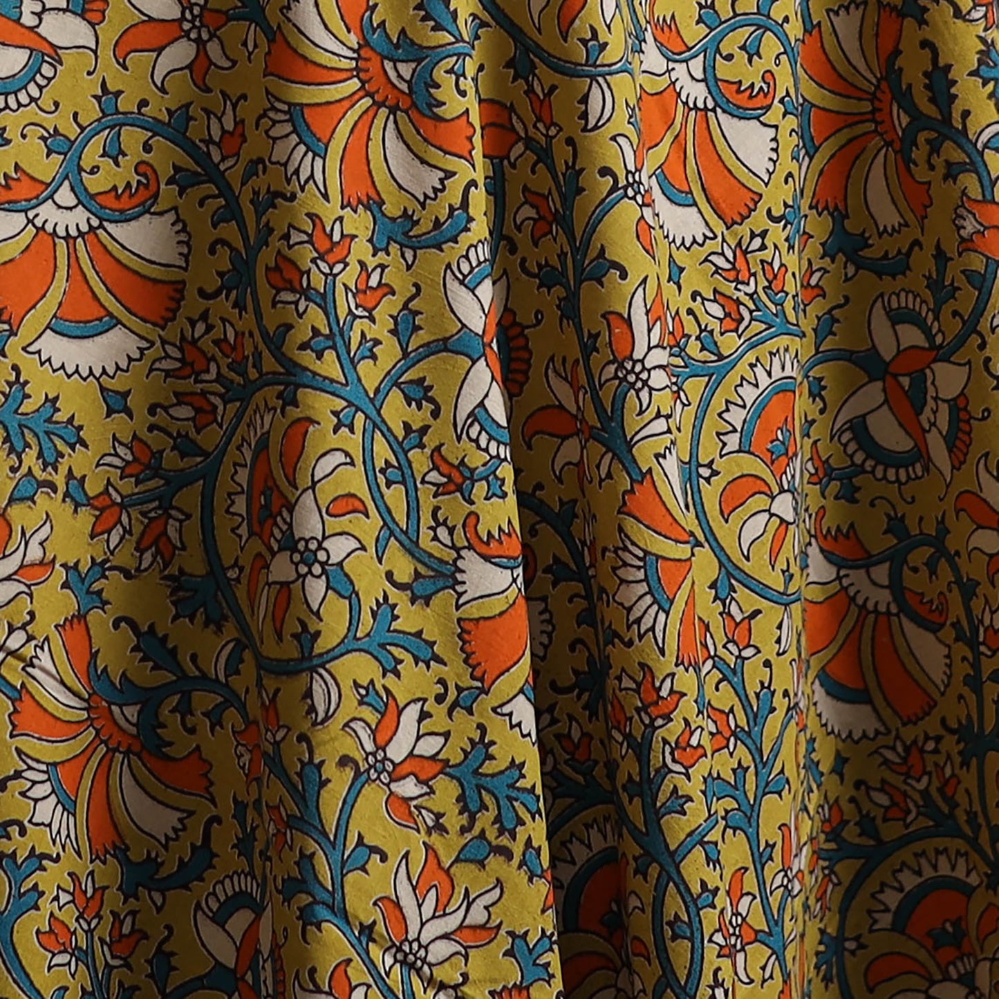 Yellow - Kalamkari Printed Cotton Fabric 42