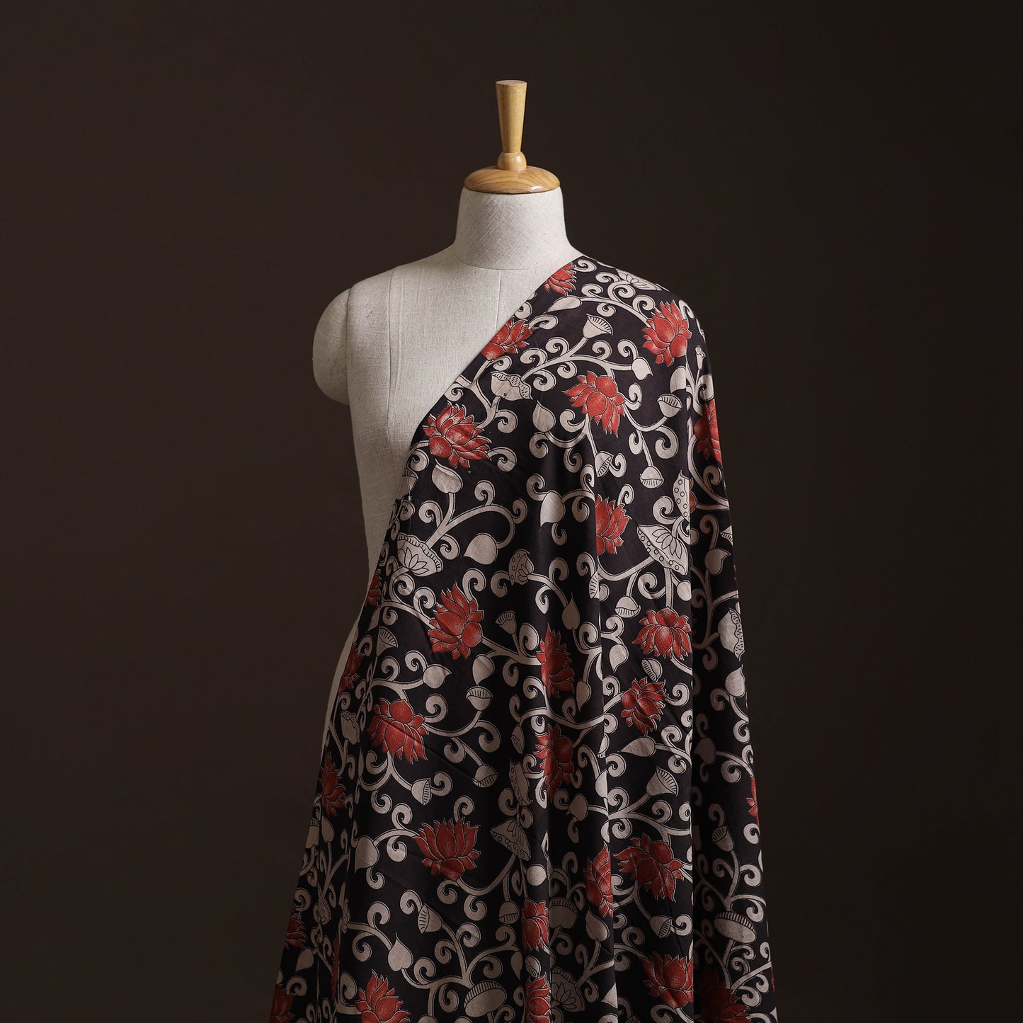 Black - Kalamkari Printed Cotton Fabric 40