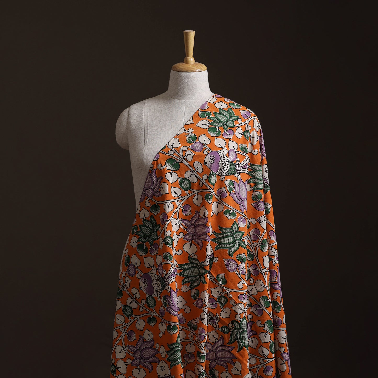 Orange - Kalamkari Printed Cotton Fabric 39