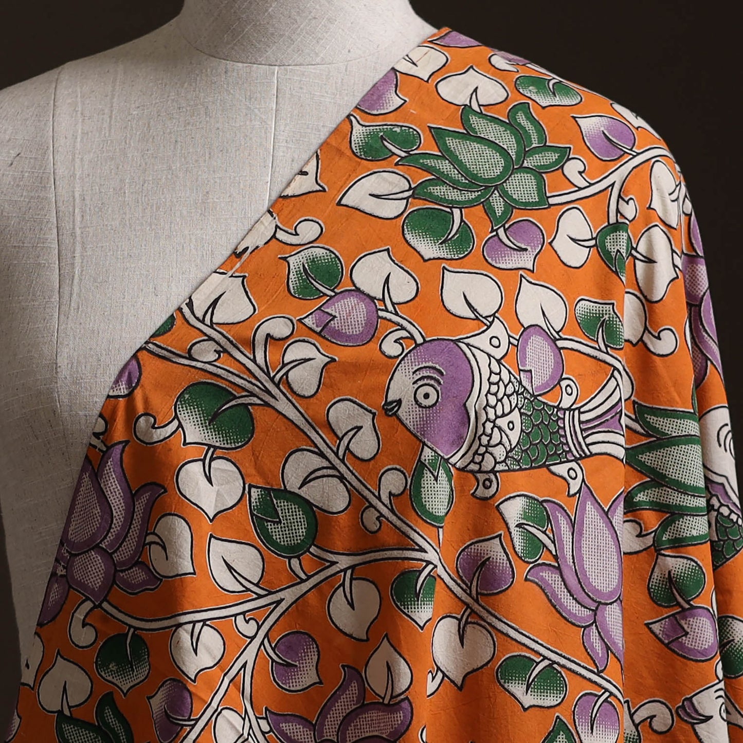 Orange - Kalamkari Printed Cotton Fabric 39