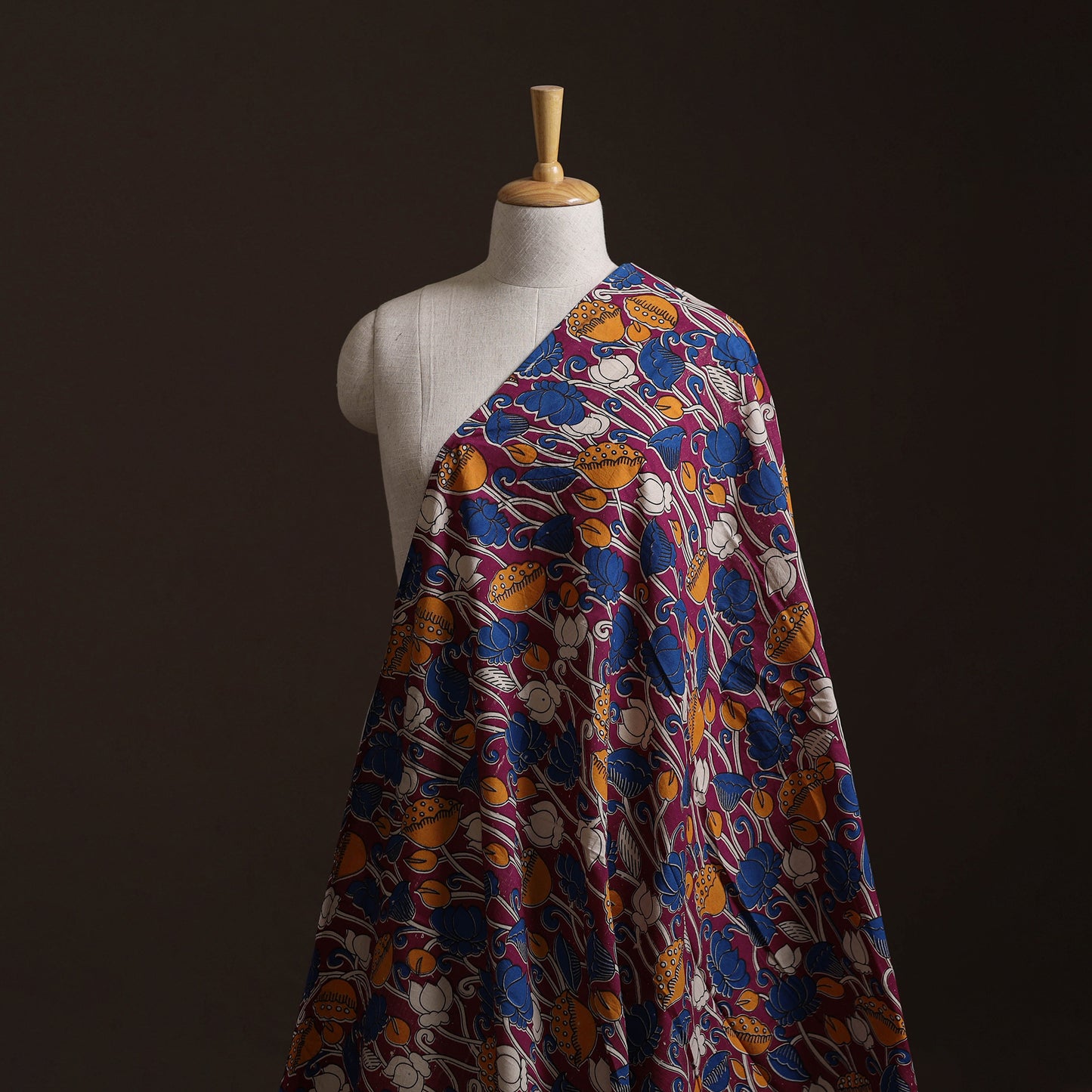 Purple - Kalamkari Printed Cotton Fabric 38