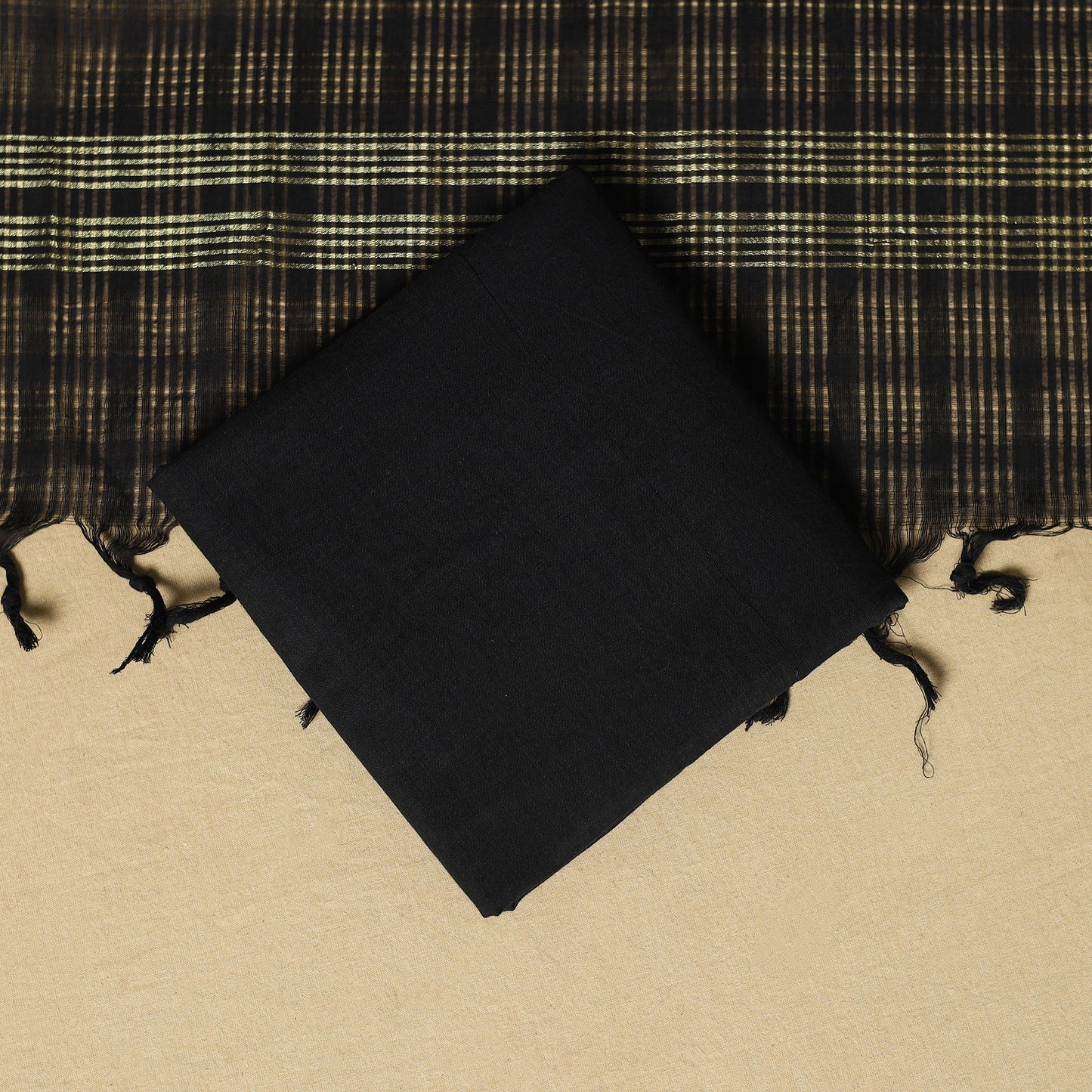 Green - 3pc karnataka weave cotton unstitched khun dress