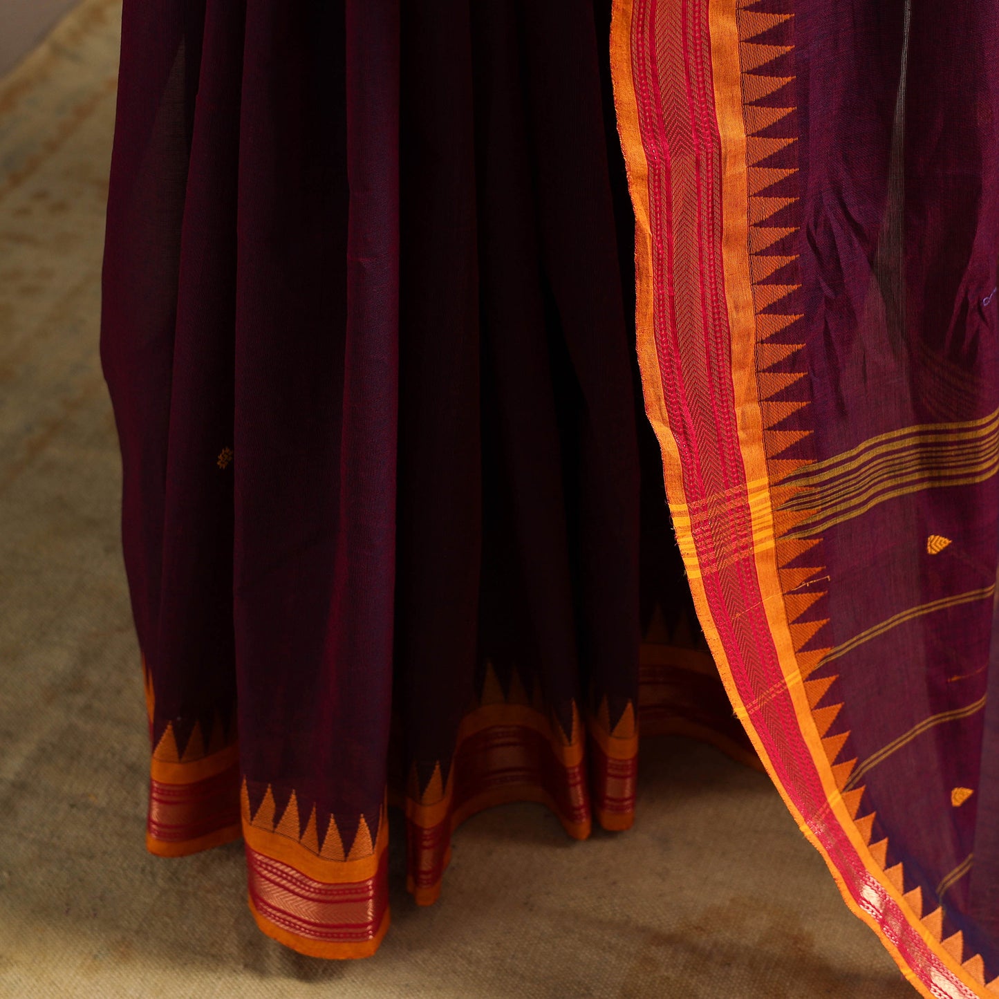 Purple Kandangi Chettinad Cotton Saree with Zari Border